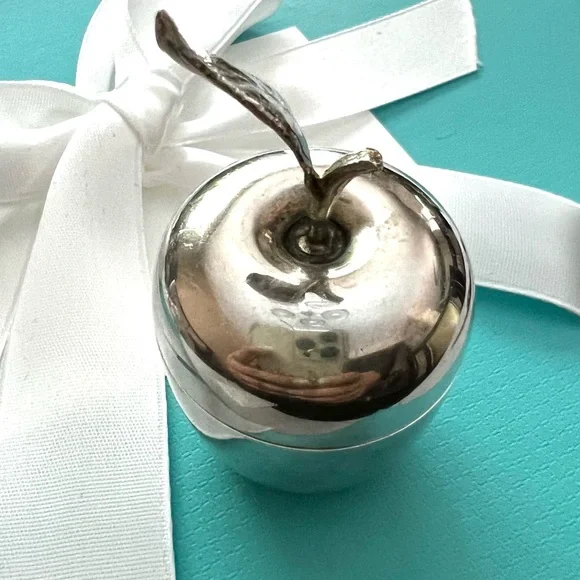 Vintage Tiffany & Co. apple trinket jewelry pill box lidded - Picture 4 of 16